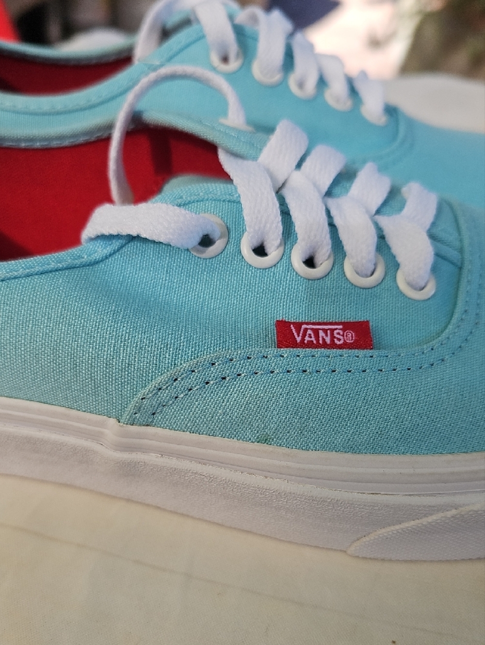 Vans Aqua Canvas Low-Top Sneakers with Red Lining - Picture 9 of 12